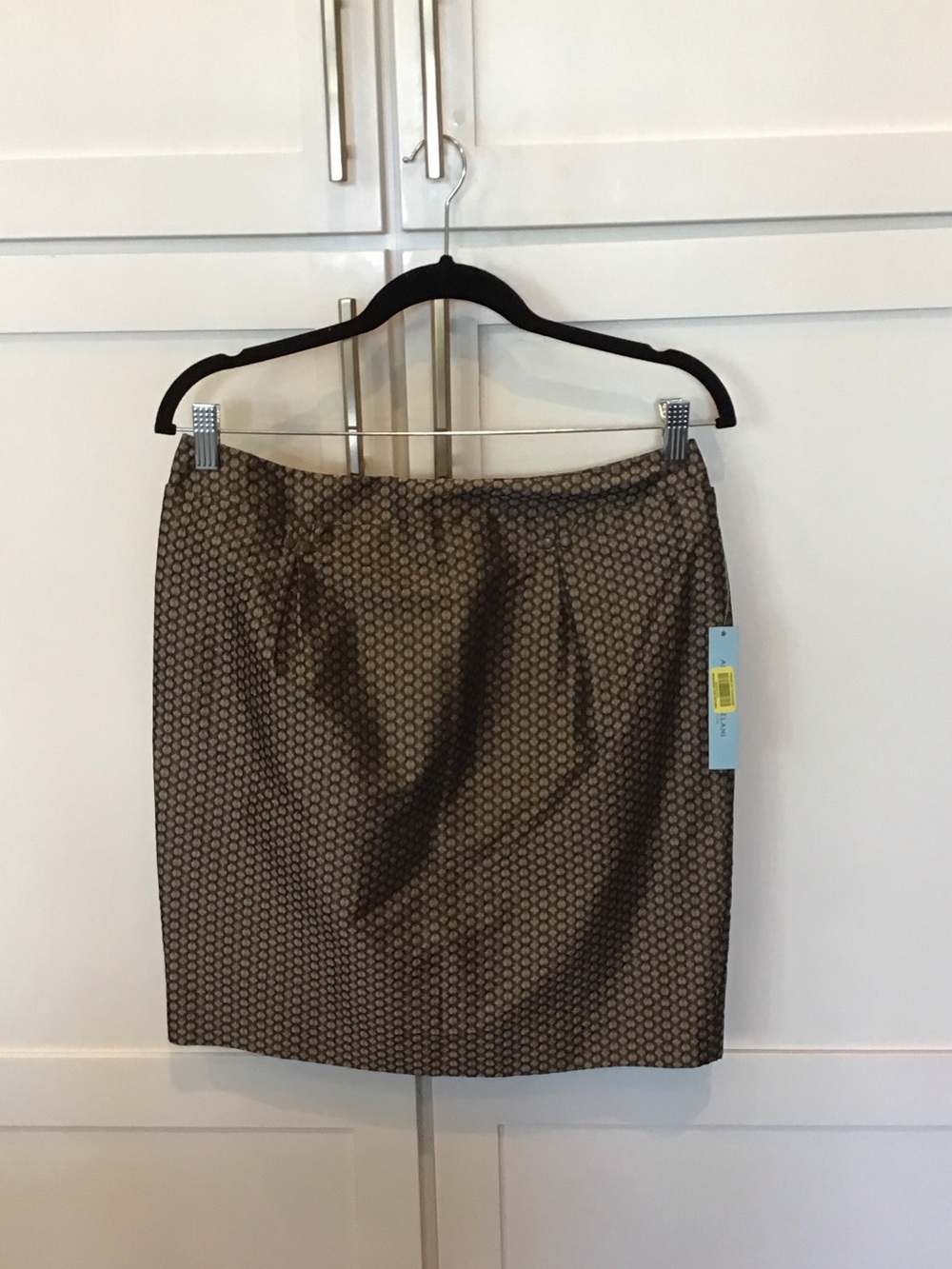 ANTONIO MELANI Beige and Black Patterned Pencil Skirt